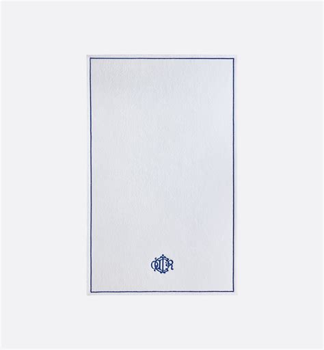 Serviette de bain Monogramme, blanc et bleu 